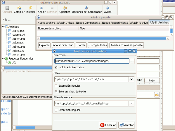 Lazarus IDE Añadir Archivos al Paquete.png